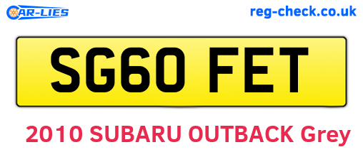SG60FET are the vehicle registration plates.
