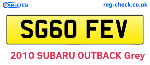 SG60FEV are the vehicle registration plates.
