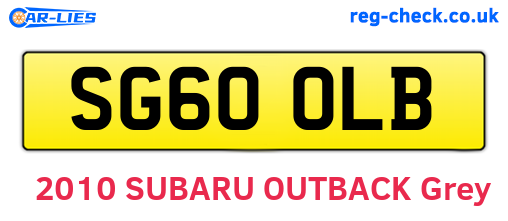 SG60OLB are the vehicle registration plates.