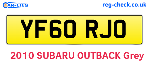YF60RJO are the vehicle registration plates.