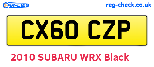 CX60CZP are the vehicle registration plates.