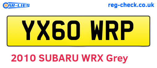 YX60WRP are the vehicle registration plates.