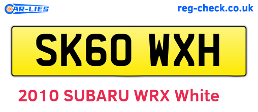 SK60WXH are the vehicle registration plates.