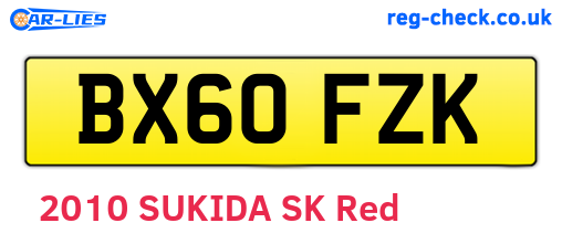 BX60FZK are the vehicle registration plates.