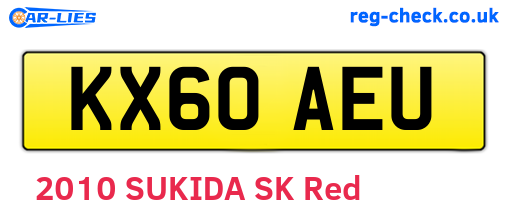 KX60AEU are the vehicle registration plates.