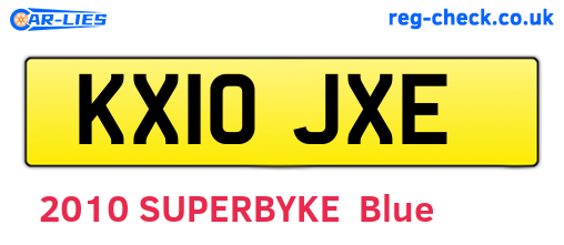 KX10JXE are the vehicle registration plates.