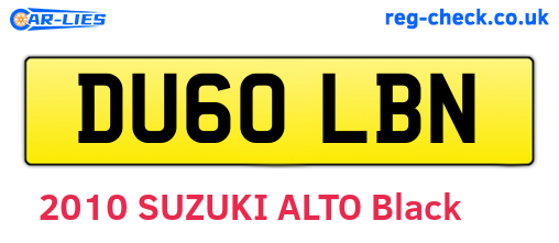 DU60LBN are the vehicle registration plates.