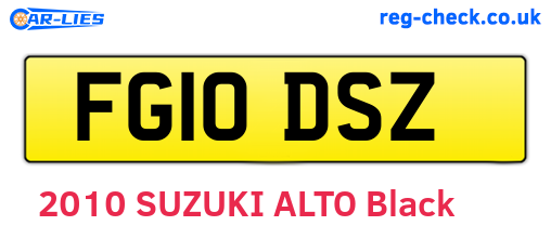 FG10DSZ are the vehicle registration plates.