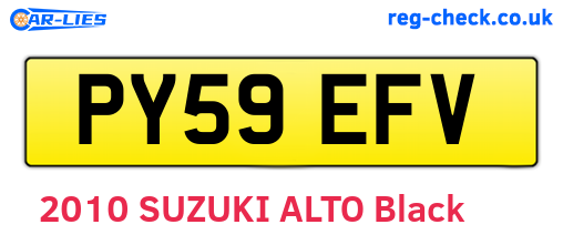 PY59EFV are the vehicle registration plates.