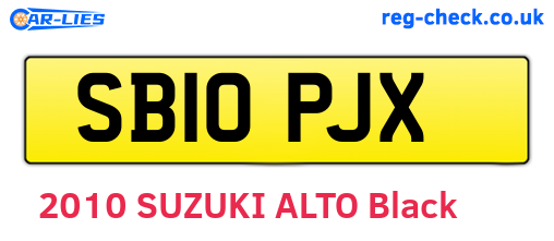 SB10PJX are the vehicle registration plates.