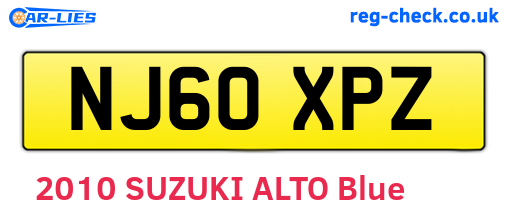 NJ60XPZ are the vehicle registration plates.