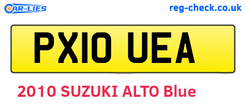 PX10UEA are the vehicle registration plates.