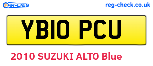 YB10PCU are the vehicle registration plates.