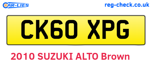 CK60XPG are the vehicle registration plates.