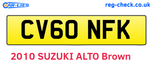CV60NFK are the vehicle registration plates.