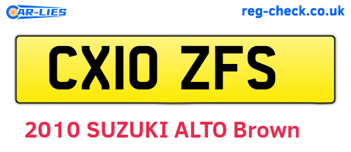 CX10ZFS are the vehicle registration plates.