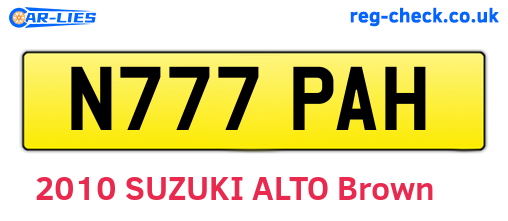 N777PAH are the vehicle registration plates.