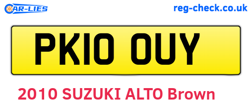 PK10OUY are the vehicle registration plates.