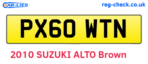 PX60WTN are the vehicle registration plates.