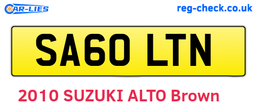 SA60LTN are the vehicle registration plates.