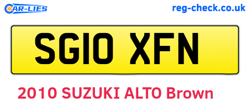 SG10XFN are the vehicle registration plates.