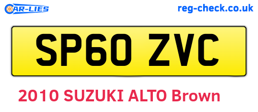 SP60ZVC are the vehicle registration plates.