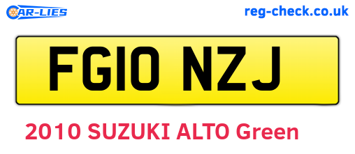 FG10NZJ are the vehicle registration plates.