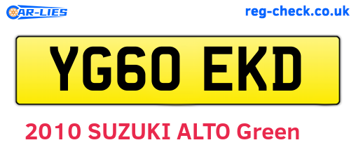 YG60EKD are the vehicle registration plates.