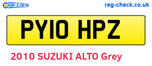 PY10HPZ are the vehicle registration plates.