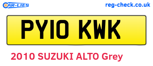 PY10KWK are the vehicle registration plates.