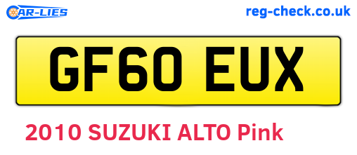 GF60EUX are the vehicle registration plates.