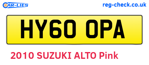 HY60OPA are the vehicle registration plates.