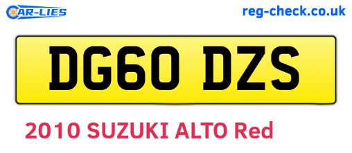 DG60DZS are the vehicle registration plates.