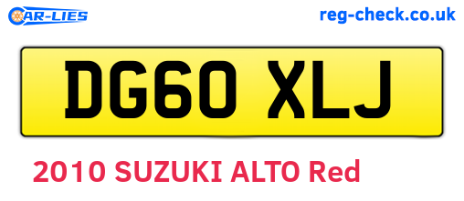DG60XLJ are the vehicle registration plates.