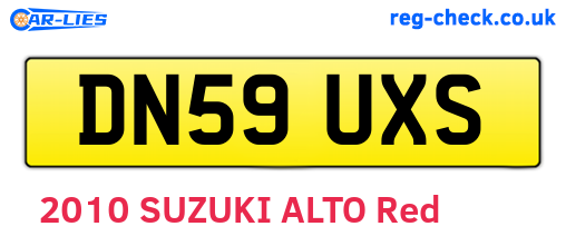 DN59UXS are the vehicle registration plates.