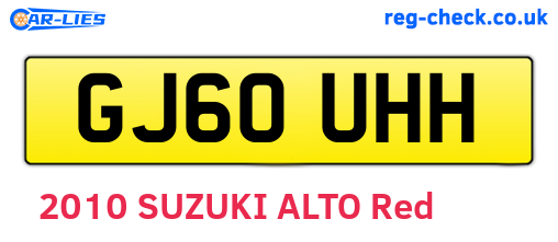 GJ60UHH are the vehicle registration plates.