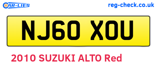 NJ60XOU are the vehicle registration plates.
