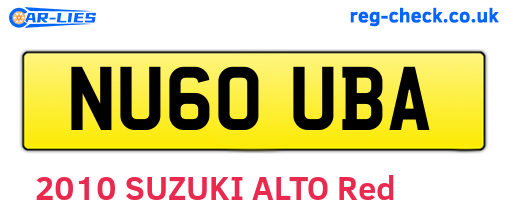 NU60UBA are the vehicle registration plates.