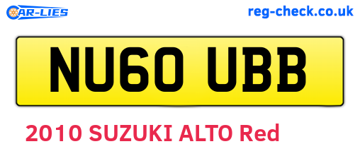 NU60UBB are the vehicle registration plates.