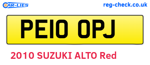 PE10OPJ are the vehicle registration plates.