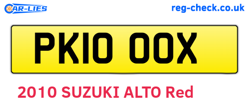 PK10OOX are the vehicle registration plates.