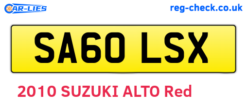 SA60LSX are the vehicle registration plates.