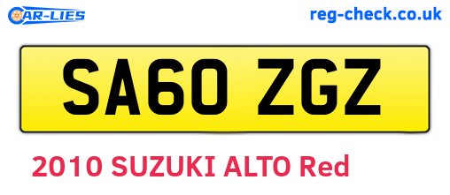 SA60ZGZ are the vehicle registration plates.
