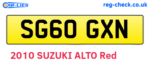 SG60GXN are the vehicle registration plates.