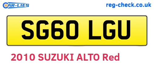 SG60LGU are the vehicle registration plates.