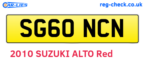 SG60NCN are the vehicle registration plates.