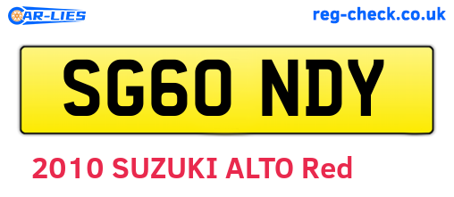 SG60NDY are the vehicle registration plates.