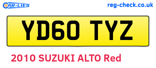 YD60TYZ are the vehicle registration plates.