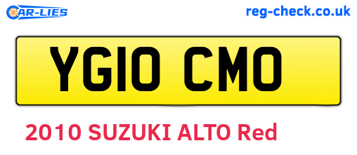 YG10CMO are the vehicle registration plates.