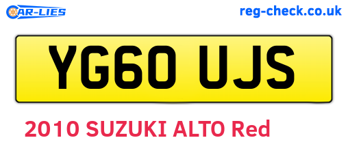 YG60UJS are the vehicle registration plates.